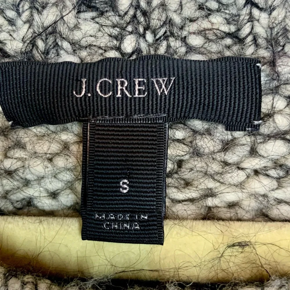 J. Crew Wool & Mohair Sweater Black & White Marled Colorblock Shoulders Small